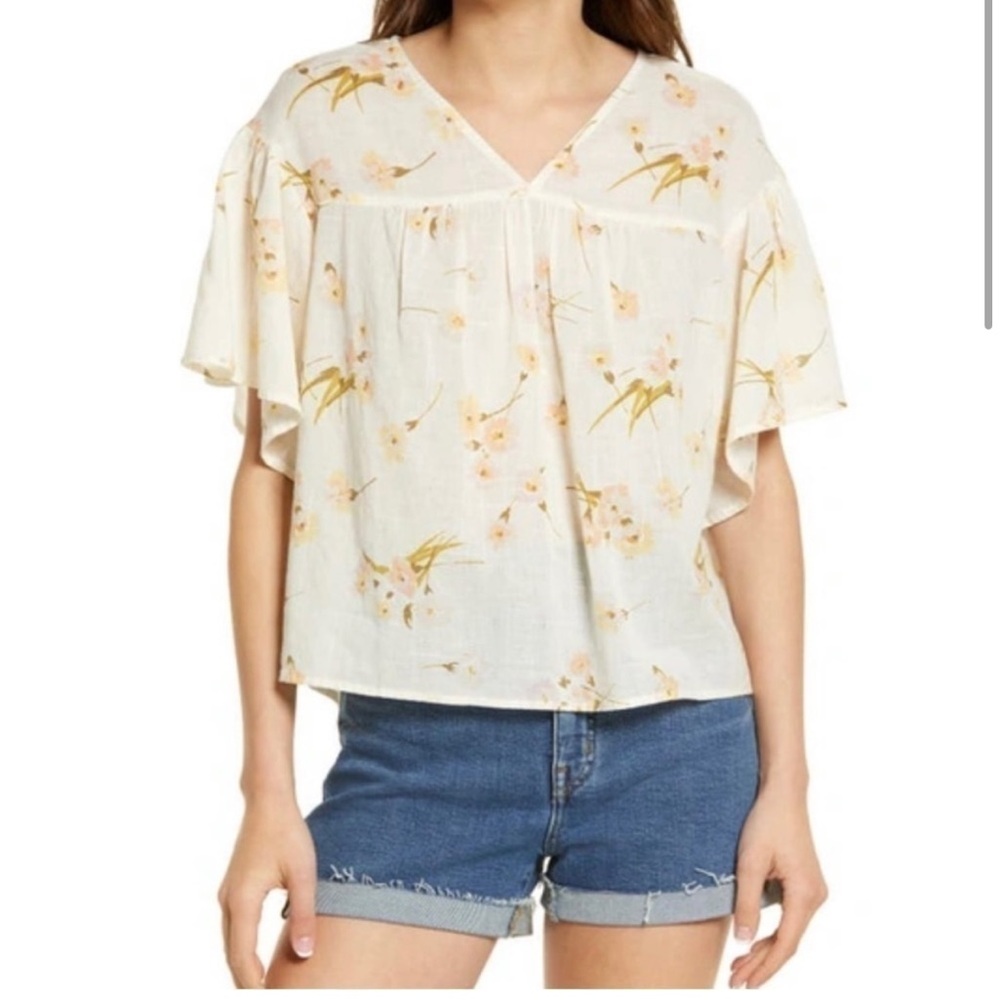 Madewell Flutter-Sleeve Oversized Rhyme Top in Floral Print